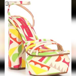 Gianni Bini Parrish Geo Print Strappy Platform Sandals 9M